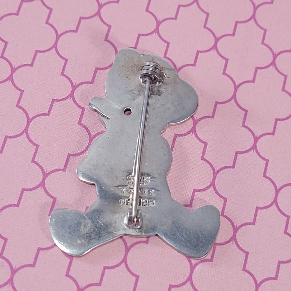 Taxco Sterling  Silver Hugging Teddy Bear Pin Brooch 925 Mexico Vintage TF-33 - Picture 2 of 6